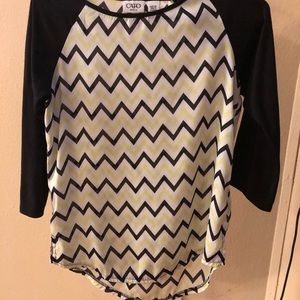 Light green and black chevron patterned blouse